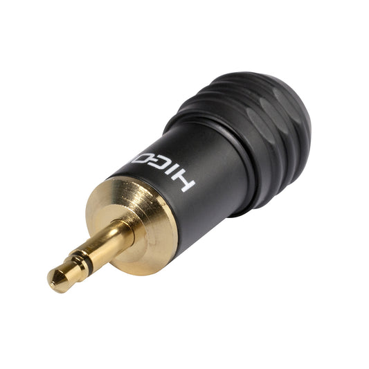 HICON jack (3,5mm), 2-pole , metal-, Soldering-kištukas jungtis, gold plated contact(s), tiesi, juodas