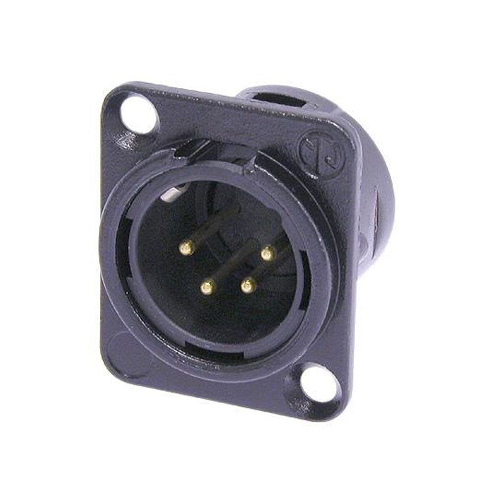 NEUTRIK® XLR, 4-pole , metal-, Soldering-kištukas jungtis, gold plated contact(s), Type D, juodas