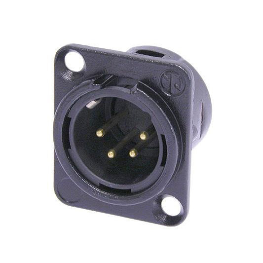 NEUTRIK® XLR, 4-pole , metal-, Soldering-kištukas jungtis, gold plated contact(s), Type D, juodas