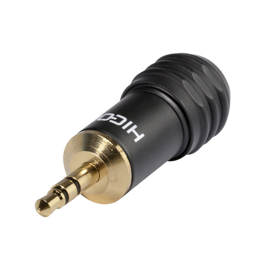HICON jack (3,5mm), 3-pole , metal-, Soldering-kištukas jungtis, gold plated contact(s), tiesi, juodas