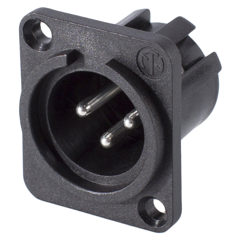 NEUTRIK® XLR, 3-pole , plastic-, Soldering-kištukas jungtis, sidabrinis plated contact(s), Type D, juodas