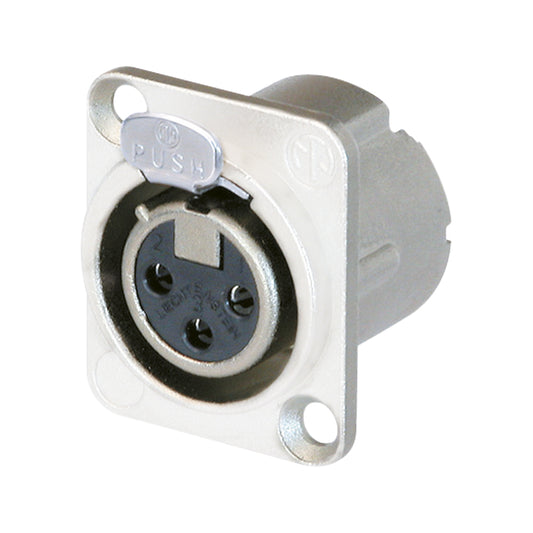 NEUTRIK® XLR, 3-pole , metal-, Soldering-lizdas jungtis, sidabrinis plated contact(s), Type D, baltas