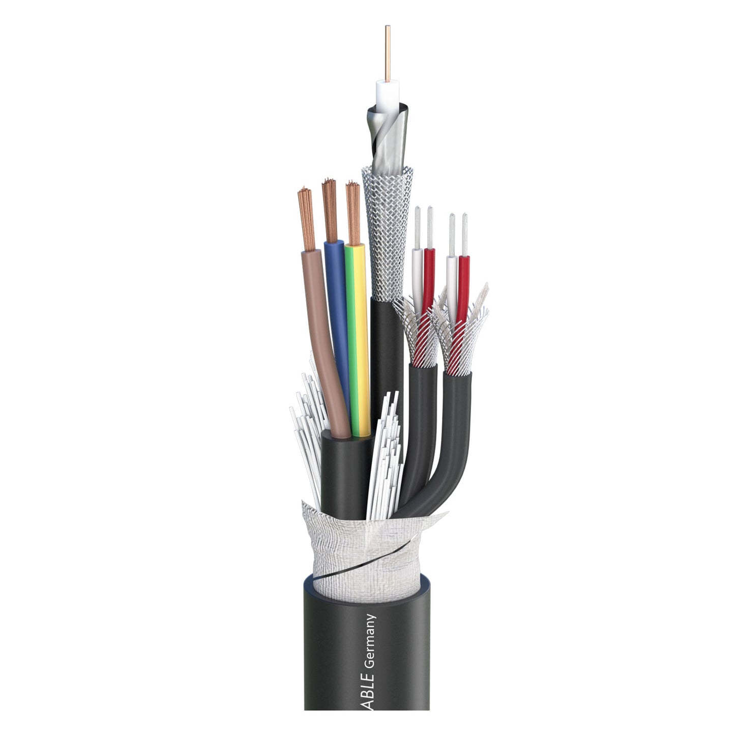 Transit MC 123 HD; video: 1 x 0,60/2,80; audio: 2 x 2 x 0,14 mm²; power: 3 x 1.50 mm²; PVC Ø 14,20 mm; juodas
