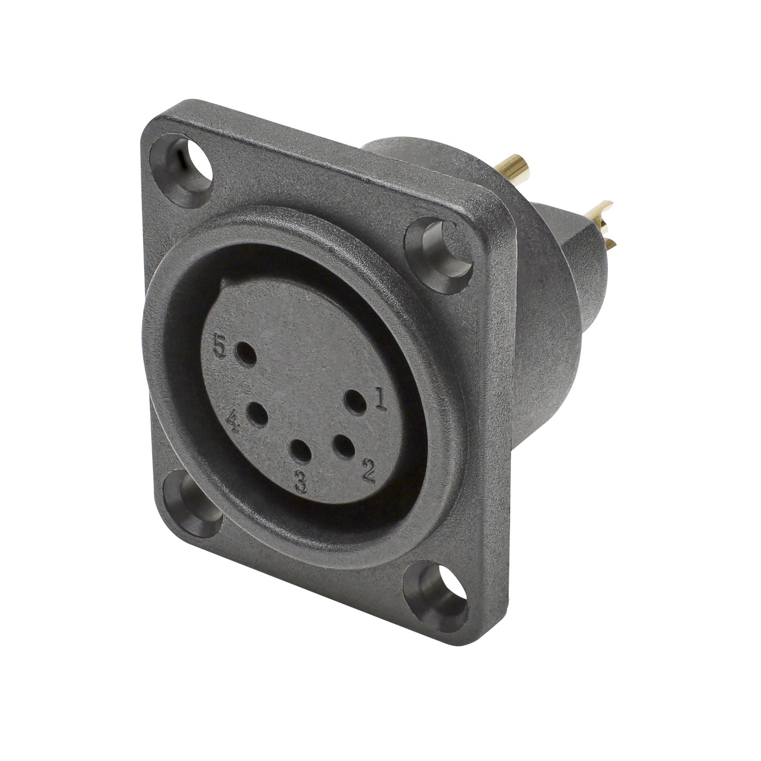 HICON XLR, Waterproof and dustproof to IP54 while connected , 5-pol , Polyamide-lizdas jungtis, gold plated contact(s), tiesi, juodas