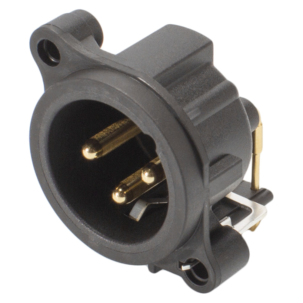 NEUTRIK® XLR, 3-pole , plastic-, Horizontal print connection-kištukas jungtis, gold plated contact(s), Type A, pilkas