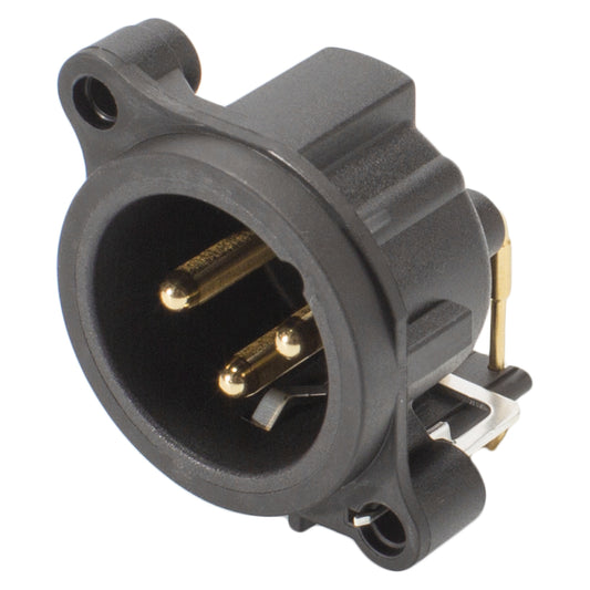 NEUTRIK® XLR, 3-pole , plastic-, Horizontal print connection-kištukas jungtis, gold plated contact(s), Type A, pilkas