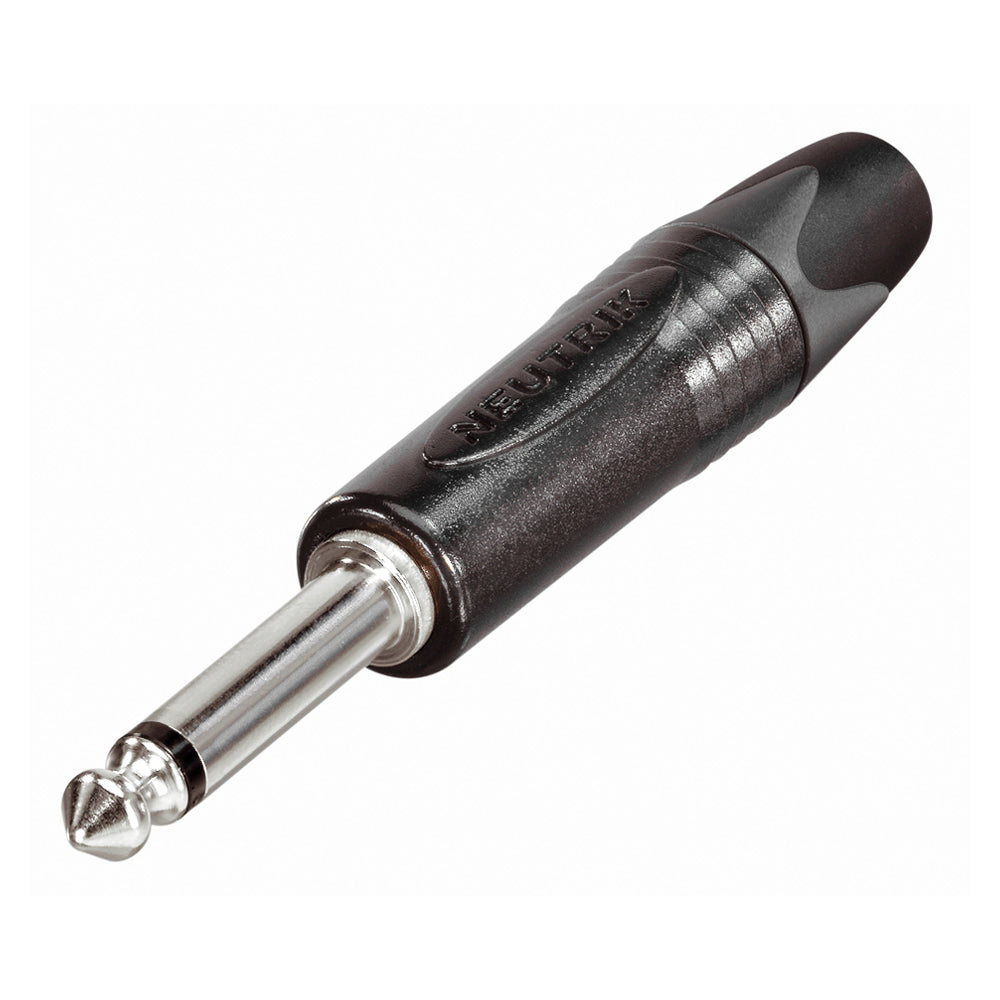 NEUTRIK® jack (6,3mm) 2-pole metal-Soldering-kištukas jungtis, sidabrinis plated pin, tiesi, juodas