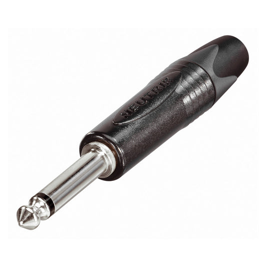 NEUTRIK® jack (6,3mm) 2-pole metal-Soldering-kištukas jungtis, sidabrinis plated pin, tiesi, juodas
