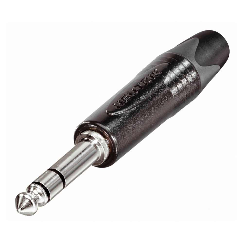 NEUTRIK® jack (6,3mm), 3-pole , metal-, Soldering-kištukas jungtis, nickel plated contact(s), tiesi, juodas