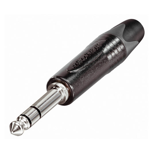 NEUTRIK® jack (6,3mm), 3-pole , metal-, Soldering-kištukas jungtis, nickel plated contact(s), tiesi, juodas