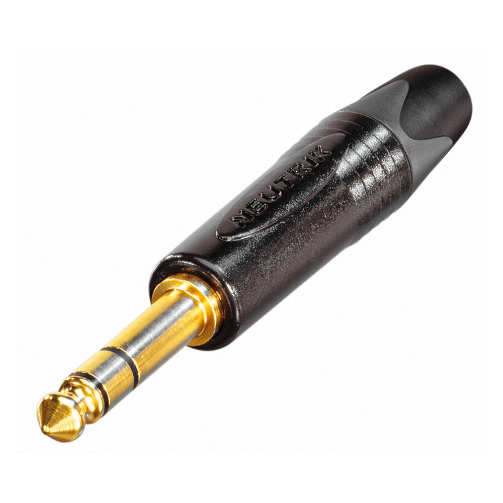 NEUTRIK® jack (6,3mm), 3-pole , metal-, Soldering-kištukas jungtis, gold plated contact(s), tiesi, juodas