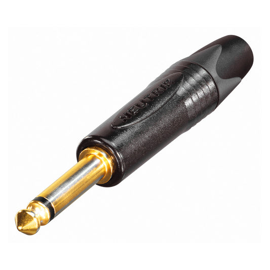 NEUTRIK® jack (6,3mm) 2-pole metal-Soldering-kištukas jungtis, gold plated pin, tiesi, juodas