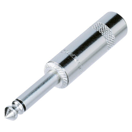 REAN jack (6,3mm), 2-pole , metal-, Soldering-kištukas jungtis, nickel plated contact(s), tiesi, nickel