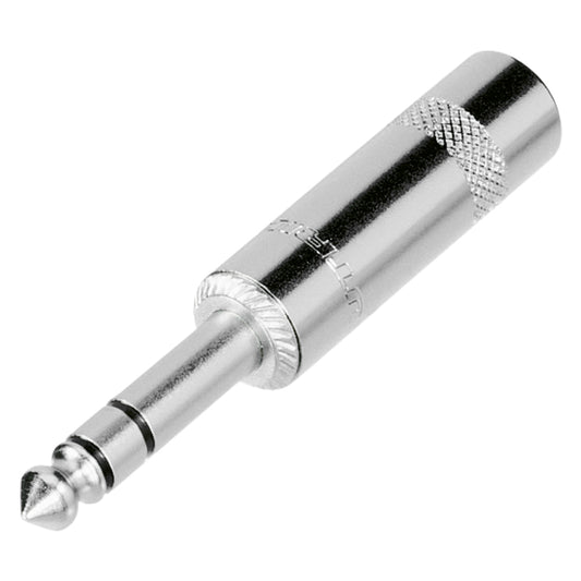 REAN jack (6,3mm), 3-pole , metal-, Soldering-kištukas jungtis, nickel plated contact(s), tiesi, nickel