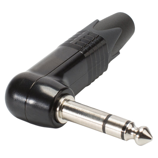NEUTRIK® jack (6,3mm) 3-pole metal-Soldering-kištukas jungtis, nickel plated pin, angled, juodas