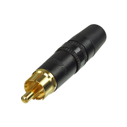 REAN RCA, 2-pole , plastic-, Soldering-kištukas jungtis, gold plated contact(s), tiesi, juodas