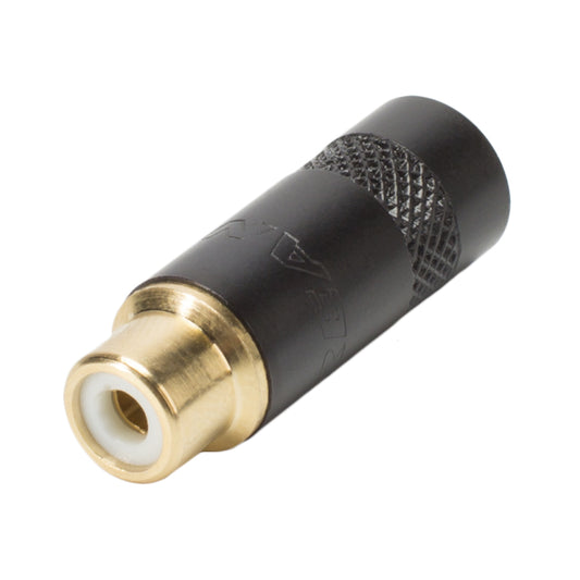 REAN RCA, 2-pole , metal-, Soldering-lizdas jungtis, gold plated contact(s), tiesi, juodas