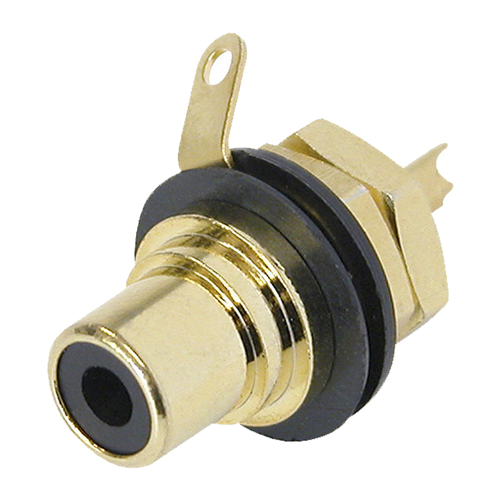 REAN RCA, 2-pole , metal-, Soldering-lizdas jungtis, gold plated contact(s), thread 1/2", geltonas
