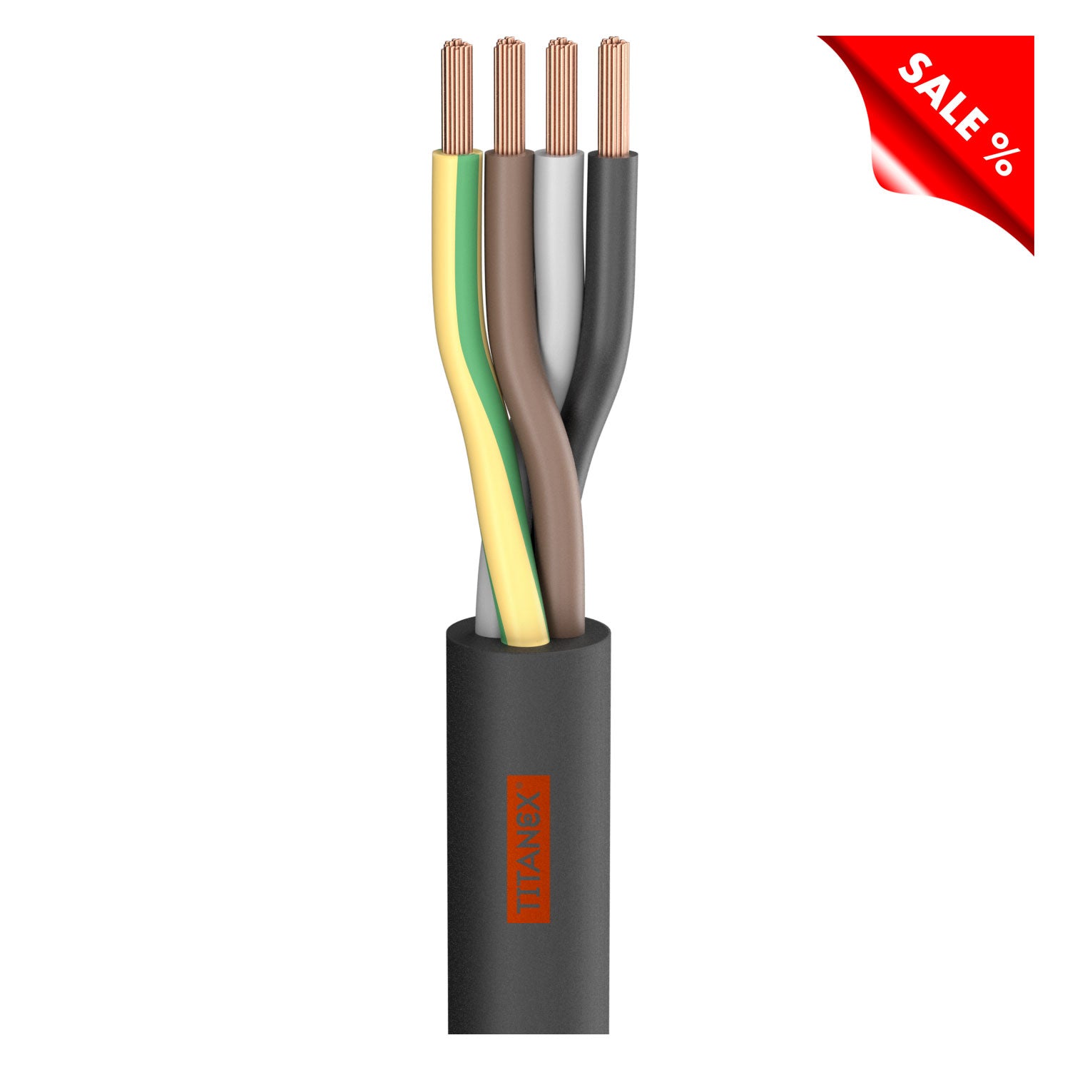 Rubber Sleeve Cable Titanex; 4 x 2.50 mm²; rubber, Ø 14,00 mm; juodas