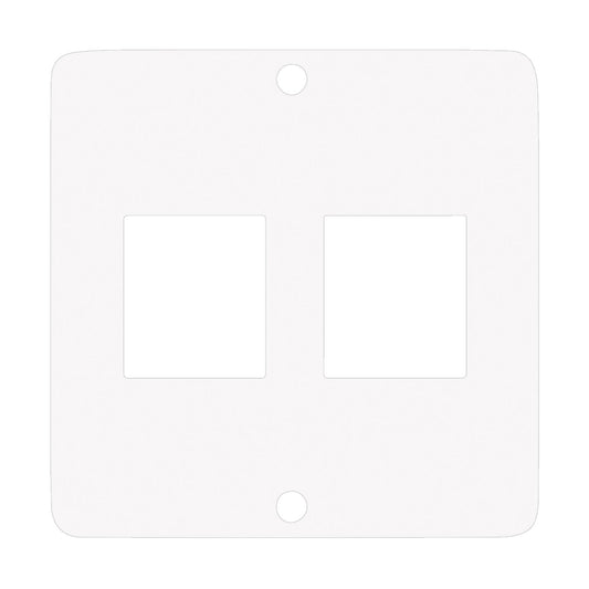 Modul with 2 x Keystone cutouts , scale: 50x50 mm, stainless steel, colour: baltas