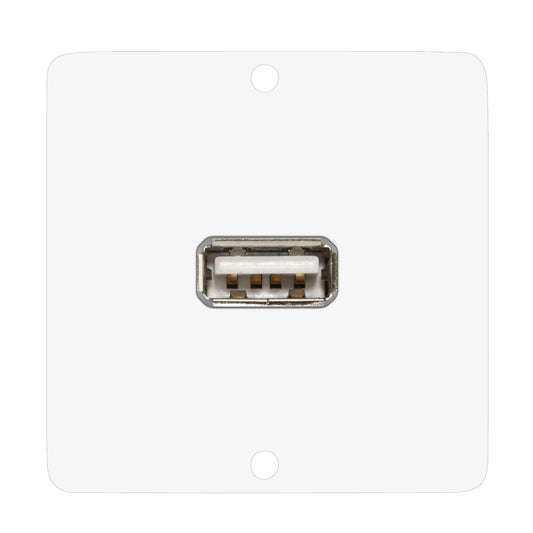 connection-modul USB-A fem. —> Screw terminal, scale: 50x50 mm, stainless steel, colour: baltas