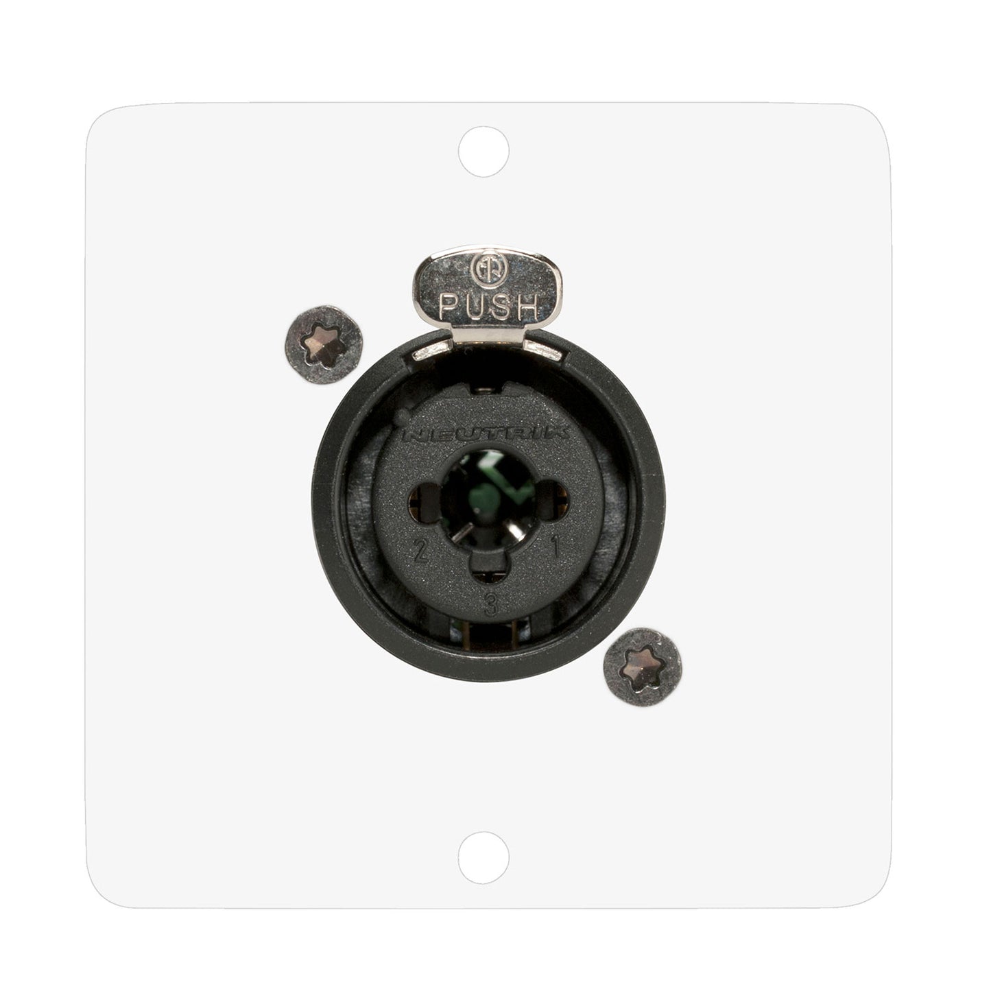 connection-modul XLR / RCA-combo fem. —> Screw terminal, scale: 50x50 mm, stainless steel, colour: baltas