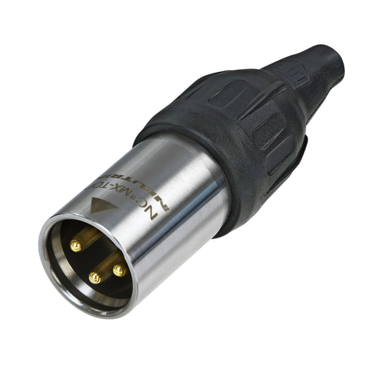 NEUTRIK® XLR, UL50E , 3-pole , metal-, Soldering-kištukas jungtis, gold plated contact(s), tiesi, nickel