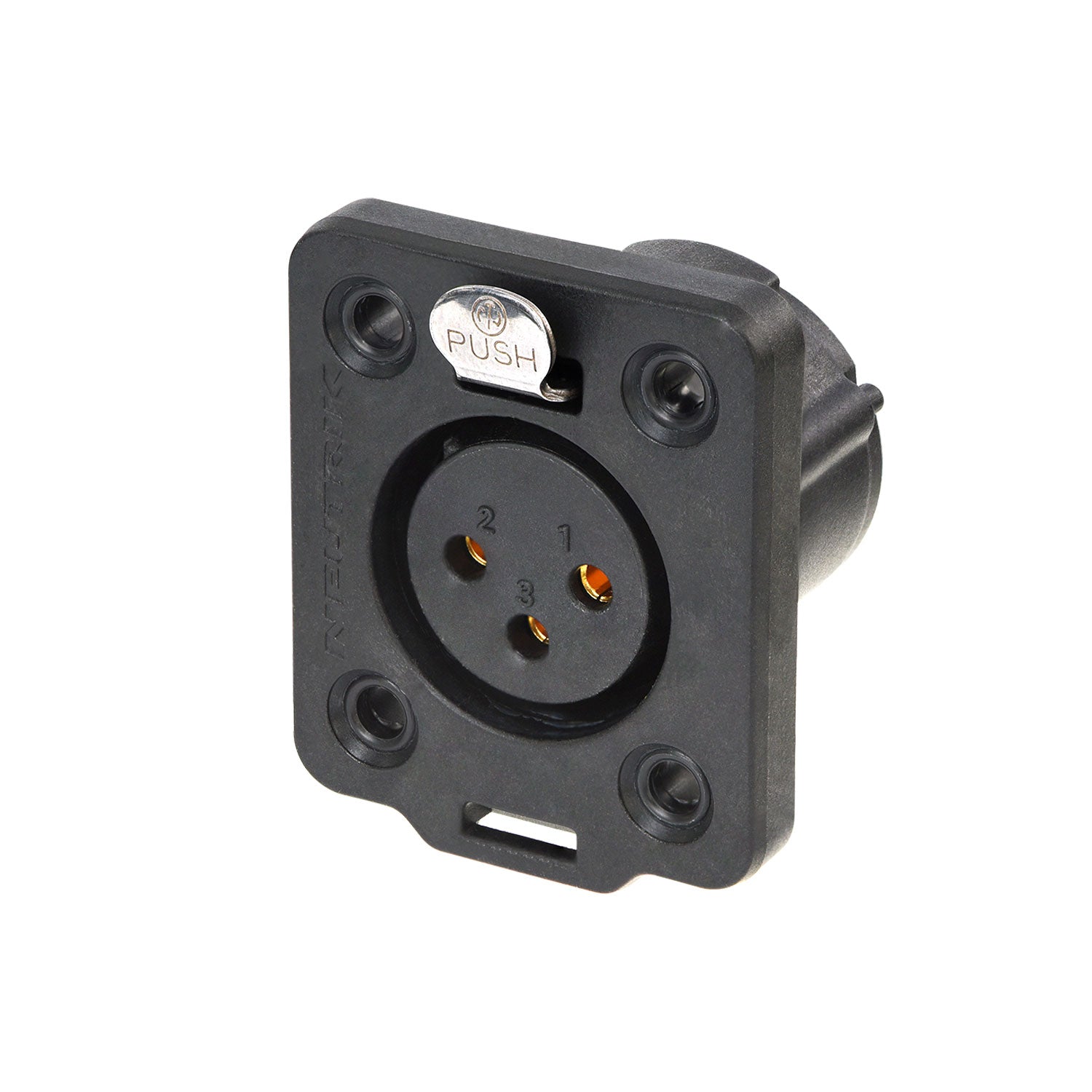 NEUTRIK® XLR, IP65 in mated condition , 3-pole , Polyamide-, Soldering-lizdas jungtis, gold plated contact(s), Type D, juodas