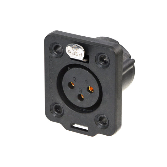 NEUTRIK® XLR, IP65 in mated condition , 3-pole , Polyamide-, Soldering-lizdas jungtis, gold plated contact(s), Type D, juodas