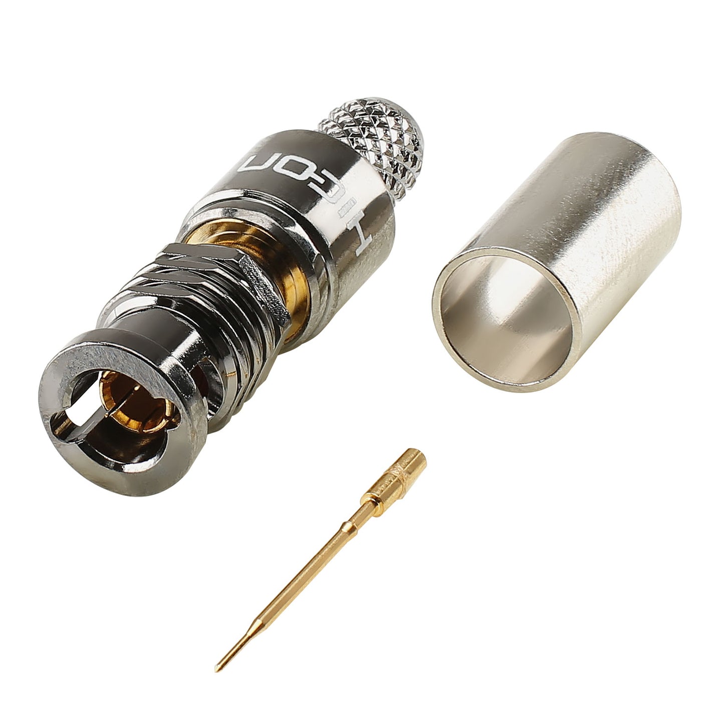 HICON Micro BNC HD-SDI crimp-kištukas jungtis, tiesi, nickel