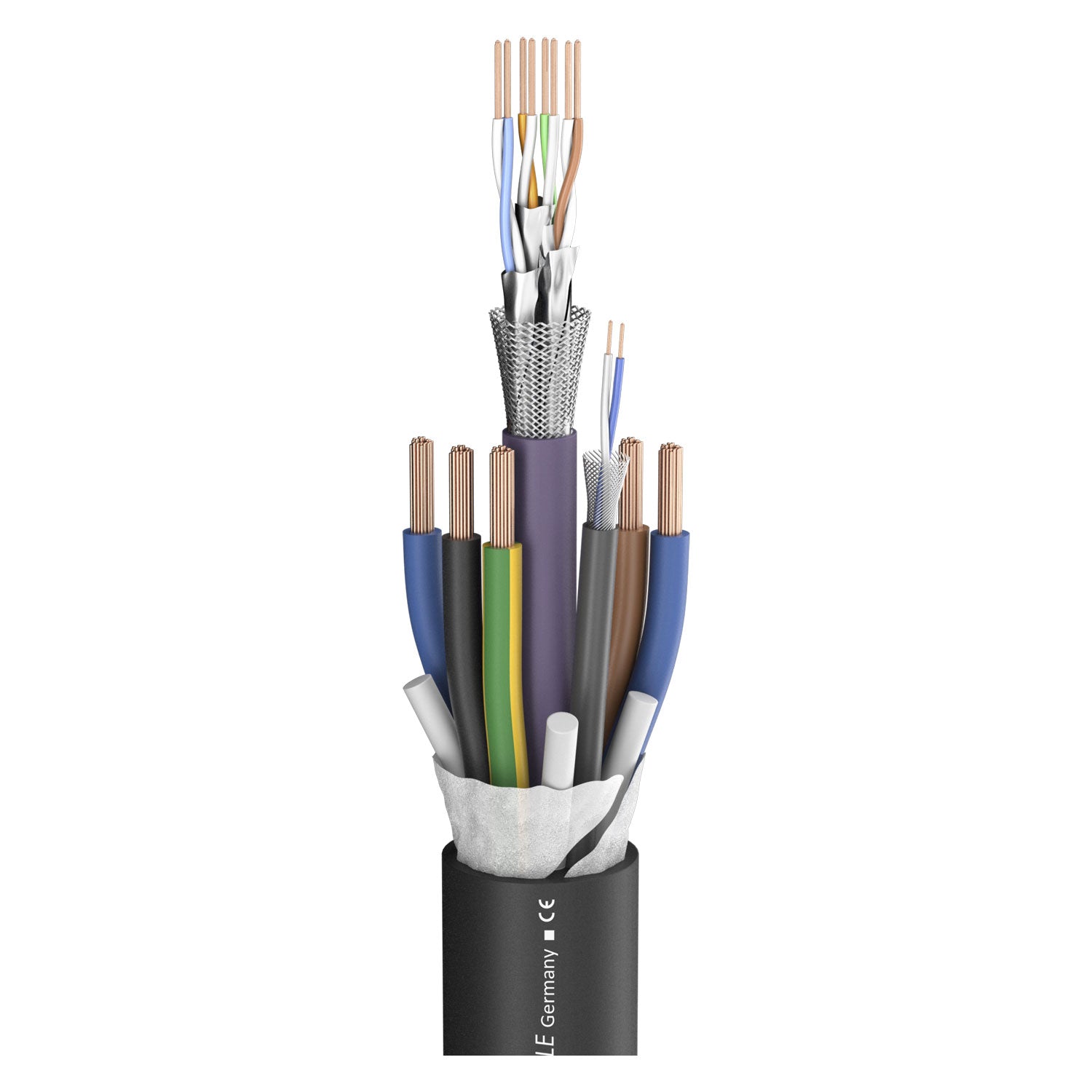 SC-Monocat 121C; power: 5 x 2,50 mm²x CAT.7x 2 x 0,14 mm²; PVC, flame-retardant Ø 17,30 mm; juodas - 500 m ritė