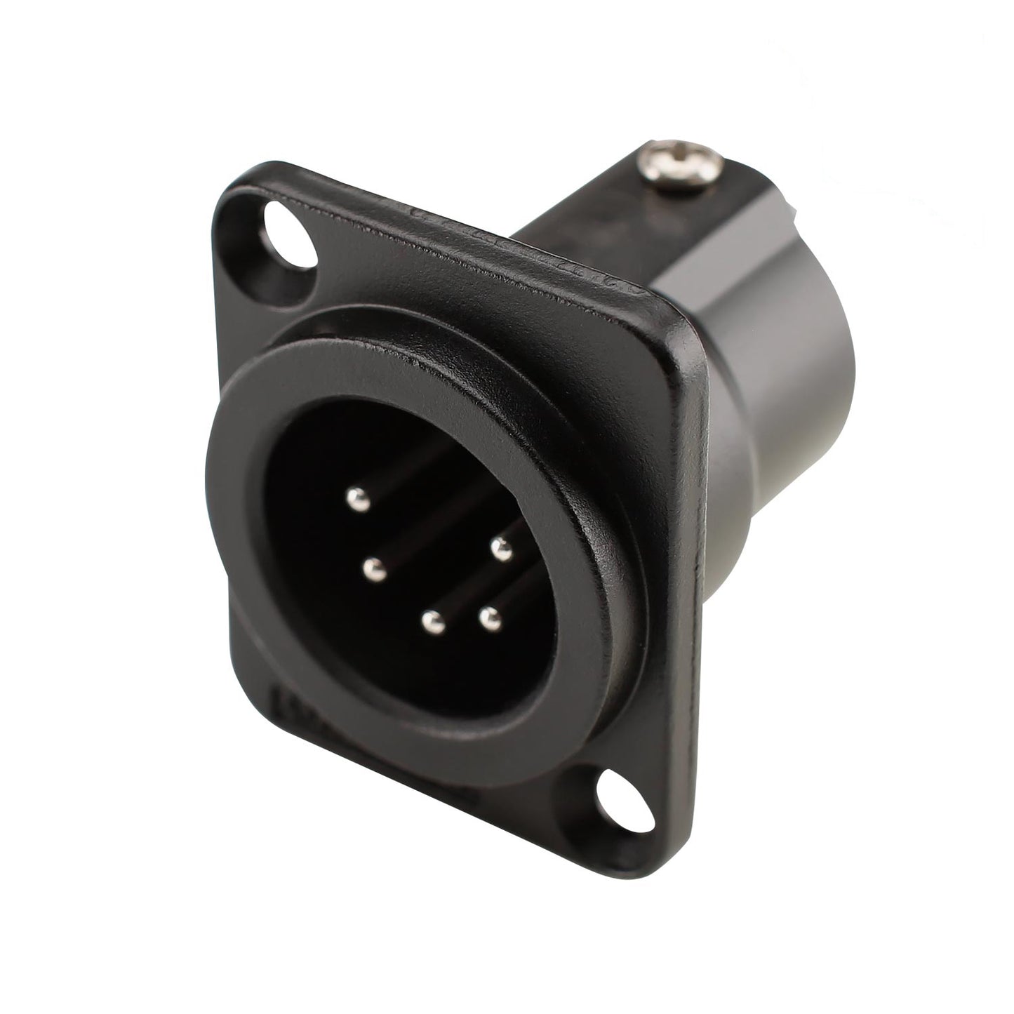 Amphenol XLR, 5 polių, metalinė lizdinė jungtis, sidabruoti kontaktai, tipas D, juodas