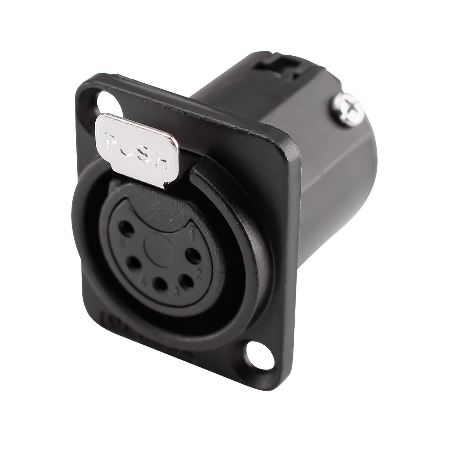 Amphenol XLR, 5 polių, metalinė kištukinė jungtis, sidabruoti kontaktai, tipas D, juodas