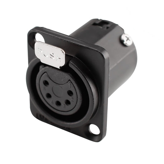Amphenol XLR, 5 polių, metalinė kištukinė jungtis, sidabruoti kontaktai, tipas D, juodas
