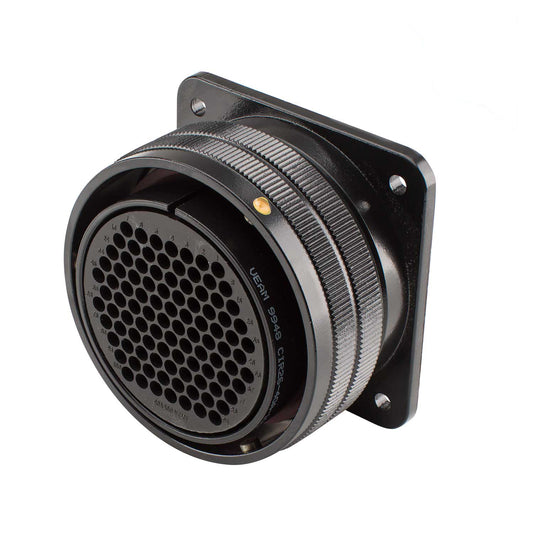 HICON Round-LK, 100-pole , metal-, Panel socket, bayonet husk, juodas