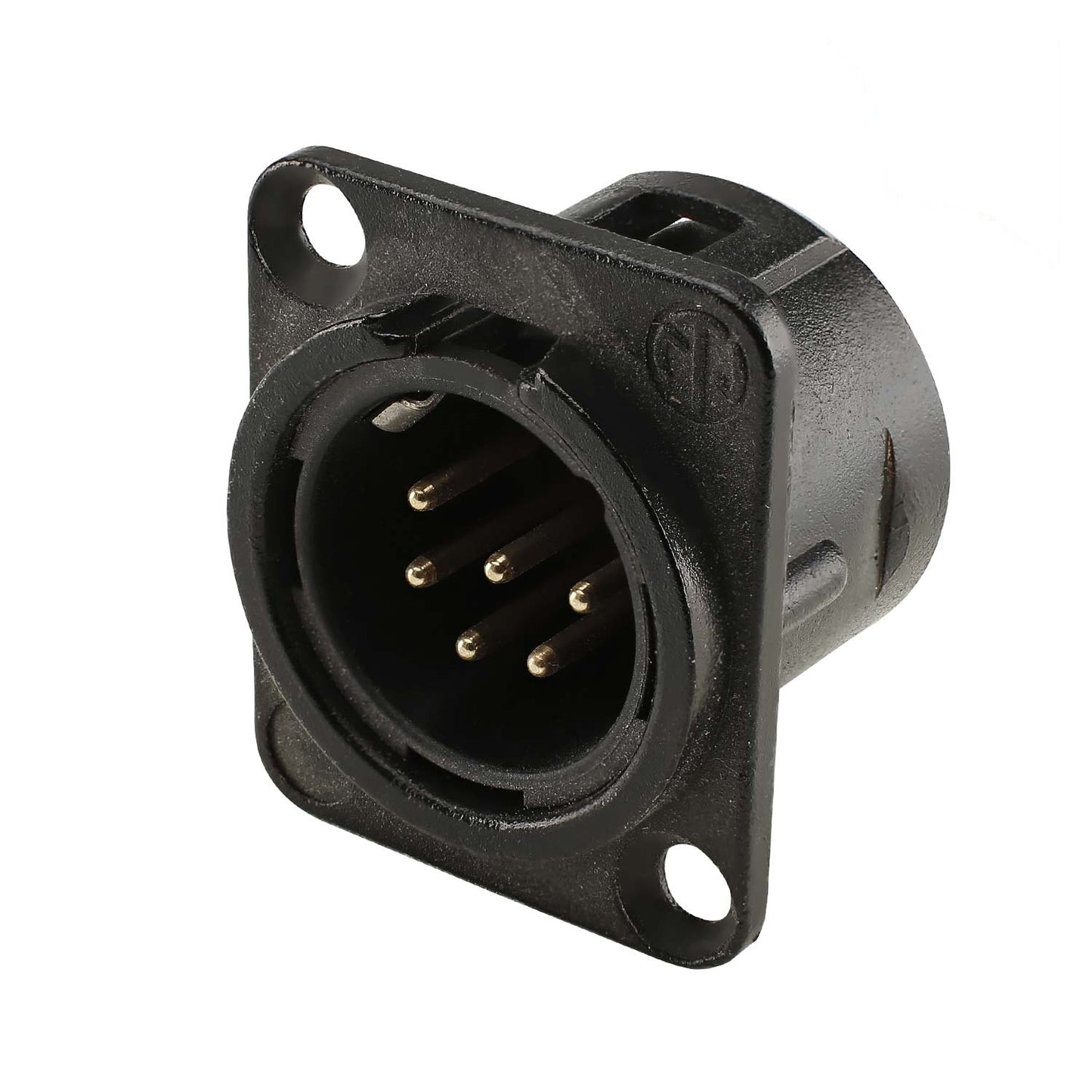 NEUTRIK® XLR, 6-pole , metal-, Soldering-kištukas jungtis, gold plated contact(s), Type D, juodas