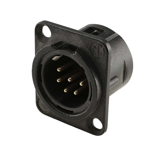 NEUTRIK® XLR, 6-pole , metal-, Soldering-kištukas jungtis, gold plated contact(s), Type D, juodas