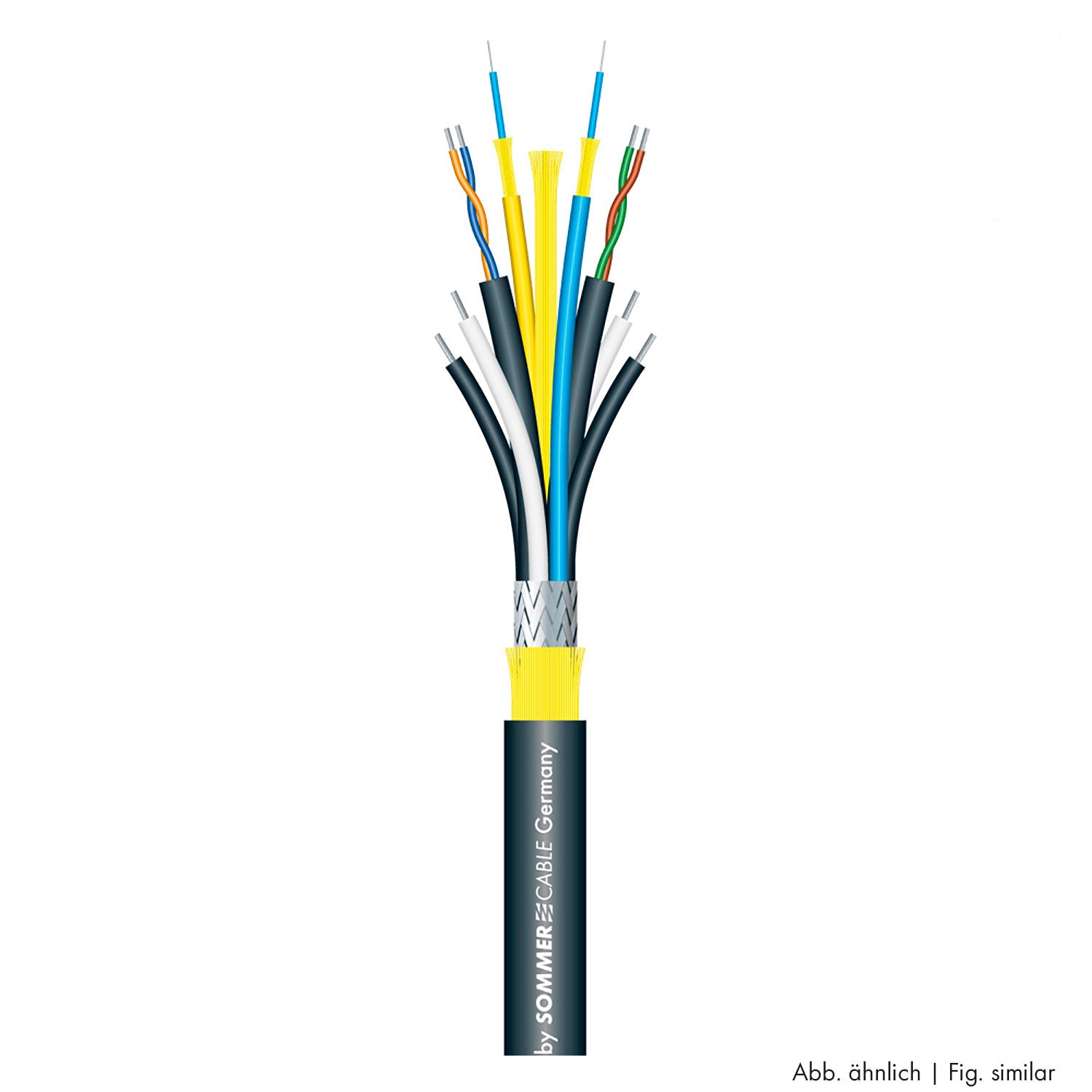 SC-Octopus Hybrid 224 TPU; fiber: 2 x 9/125 µm; power: 1 x 0,50 mm²; 2 x control; TPU Ø 9,20 mm; juodas