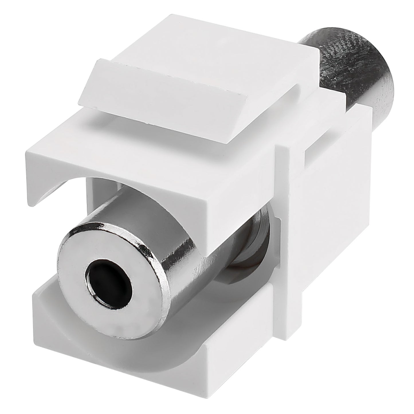 jack (3,5mm), 3-pole , plastic-, Patch-lizdas jungtis, nickel plated contact(s), Keystone Clip-In, baltas