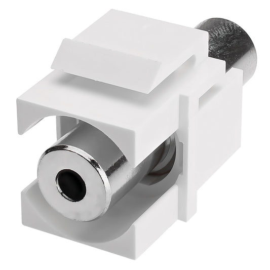 jack (3,5mm), 3-pole , plastic-, Patch-lizdas jungtis, nickel plated contact(s), Keystone Clip-In, baltas