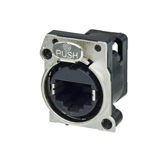 NEUTRIK® gold-plated, RJ45, PCB vertical, A-flange, 8-pole lizdas jungtis, gold plated contact(s)