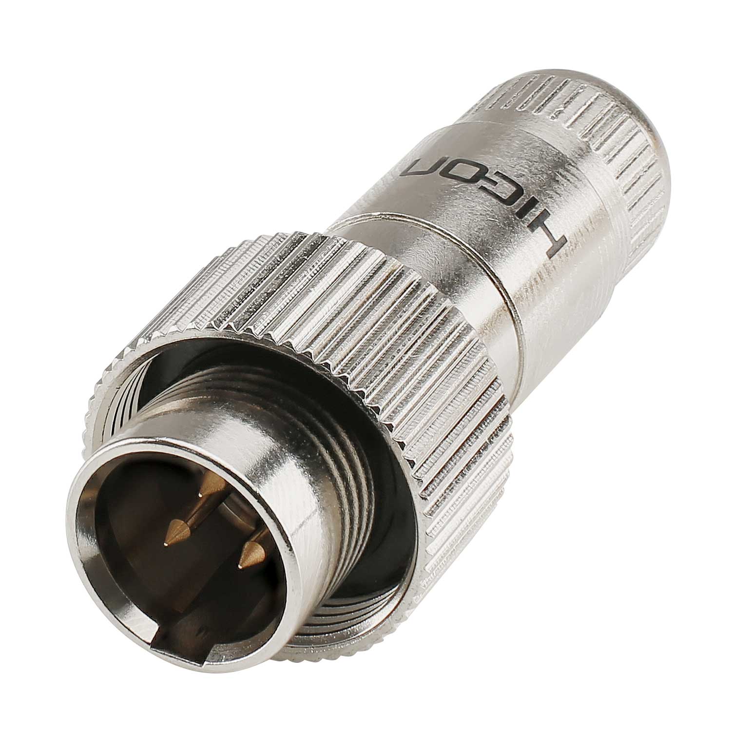 HICON MINI-XLR, IP67 & EXTRA ROBUST, IP67 , 3-pole , Steel housing-kištukas jungtis, gold plated contact(s), tiesi, nickel