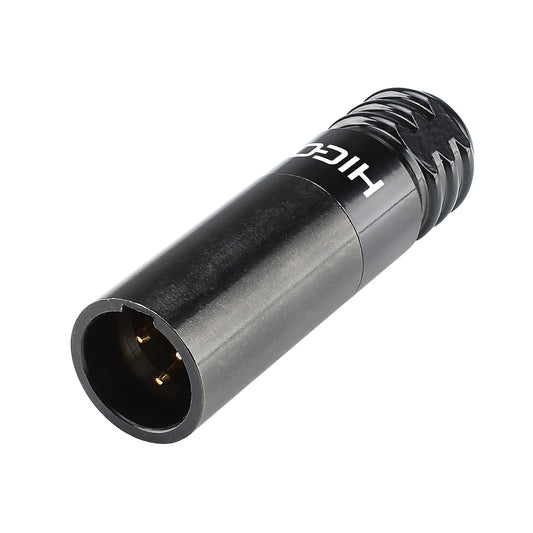 HICON Mini-XLR compact, 3-pole , metal-, Soldering-kištukas jungtis, gold plated contact(s), tiesi, juodas