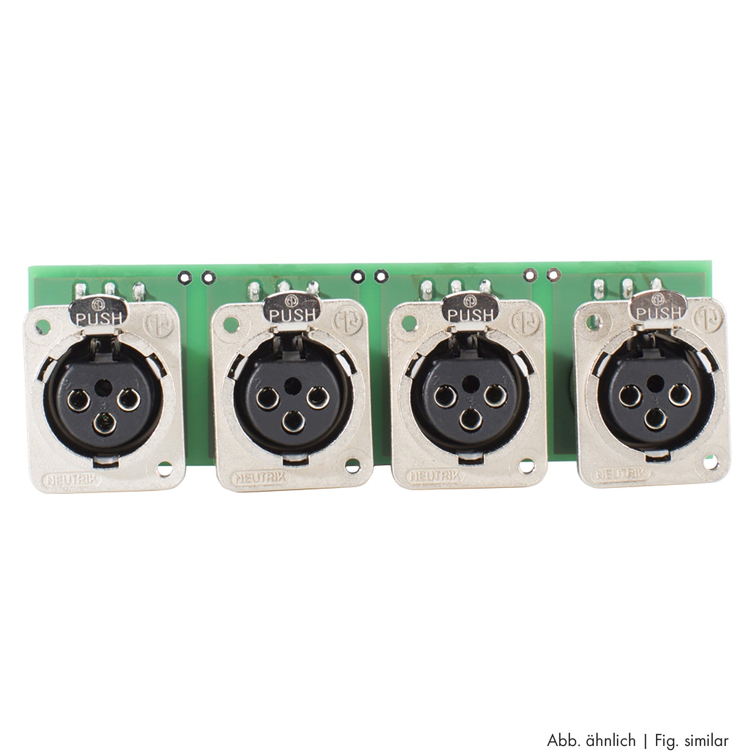 Splitter module 4 x XLR D-Series lizdas with 1:1 transformer, 3-pole , metal-, Plug-in spring terminals 6 times / channels-, sidabrinis plated contact(s), nickel, for BB-Series 19", PlugMama, THE BOXX