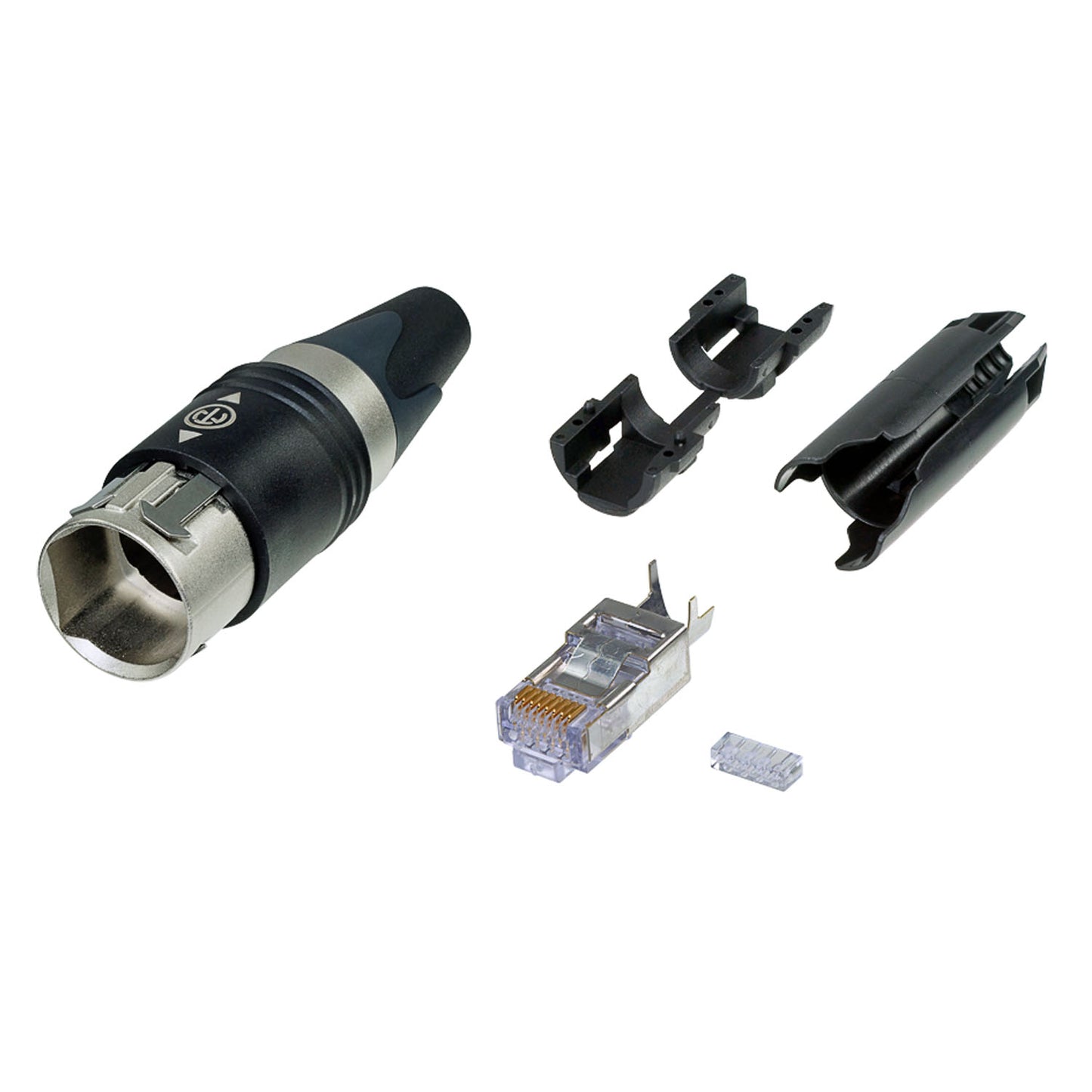 NEUTRIK® RJ45 CAT.6, 8-pole , metal-, IDC-kištukas jungtis, gold plated contact(s), tiesi, nickel