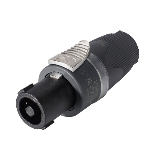 NEUTRIK®/SOMMER speakON®, 4-pole , plastic-, screw terminal w/o wire protection-lizdas jungtis, sidabrinis plated contact(s), tiesi, max. 4 mm², pilkas, 50 pcs.