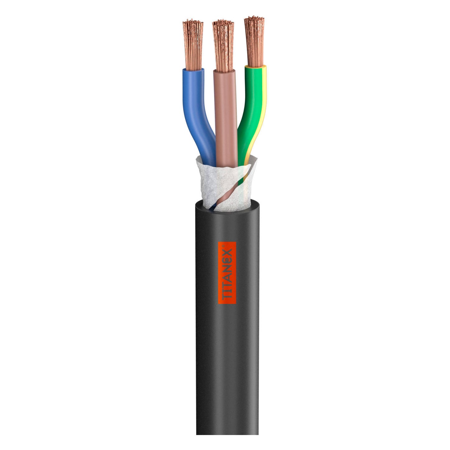 Rubber Sleeve Cable Titanex; 3 x 6.00 mm²; rubber, Ø 17,50 mm; juodas