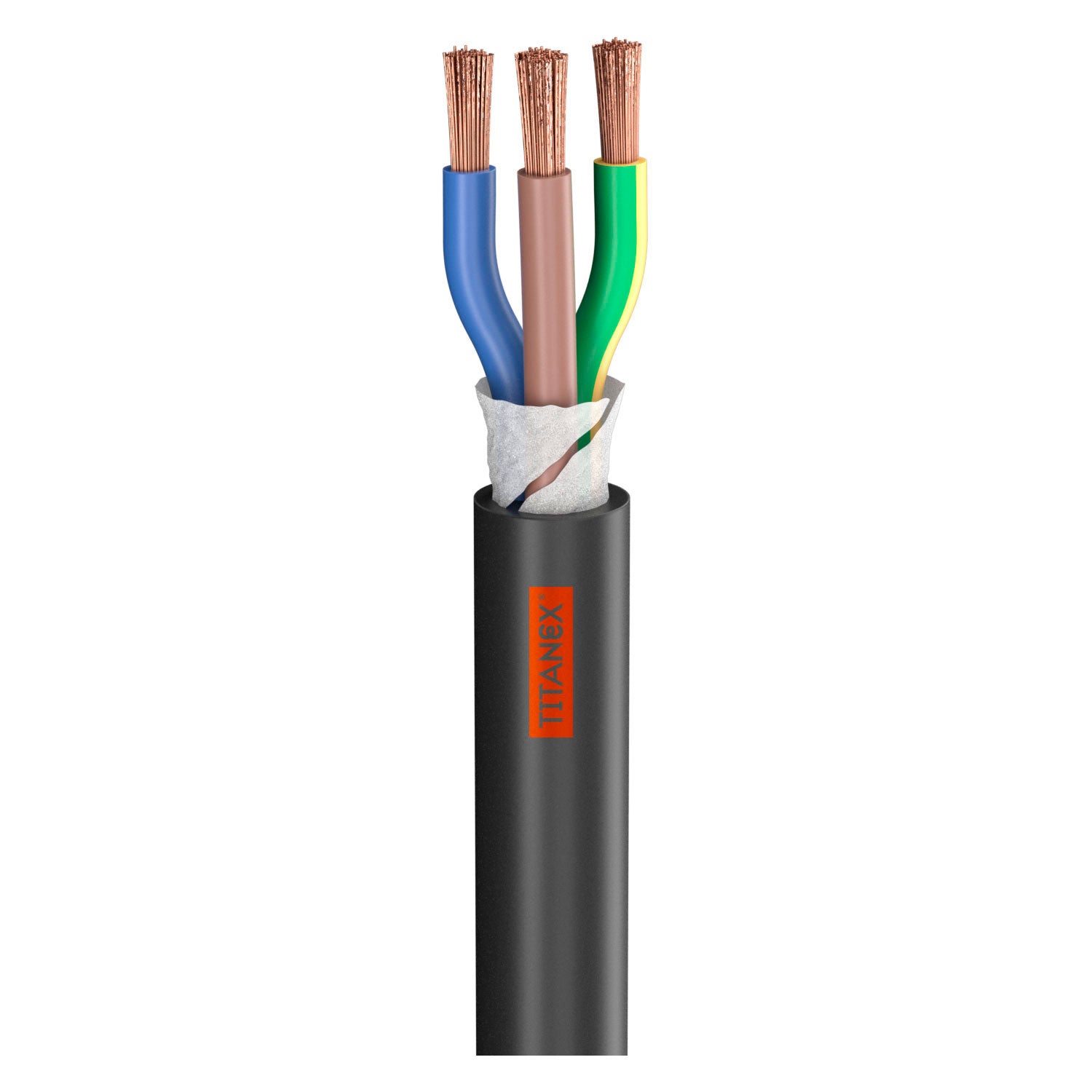 Rubber Sleeve Cable Titanex; 3 x 6.00 mm²; rubber, Ø 17,50 mm; juodas