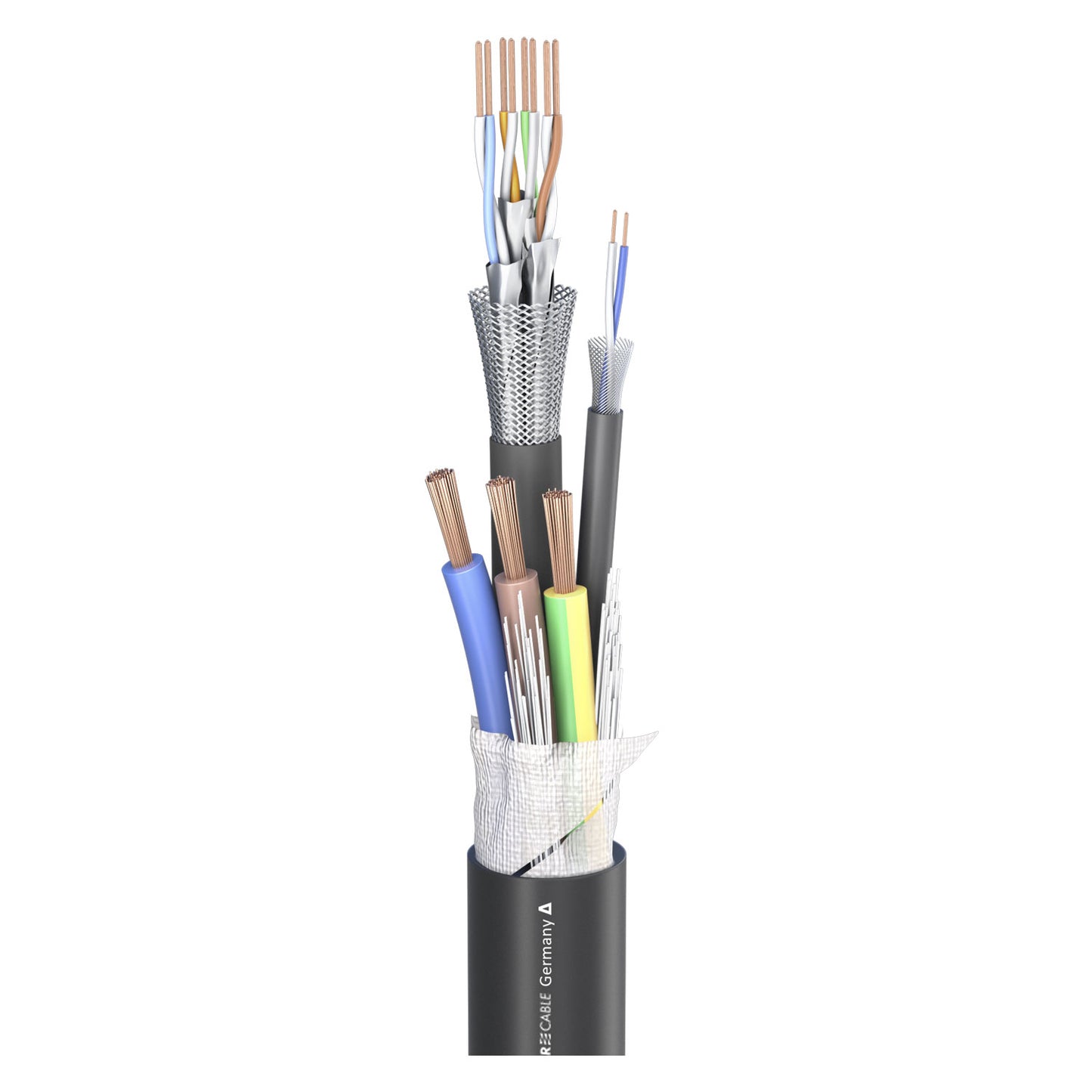 SC-Monocat 111C Ed.2; power: 3 x 2,50 mm²x CAT.7x 2 x 0,14 mm²; PVC Ø 14,50 mm; juodas