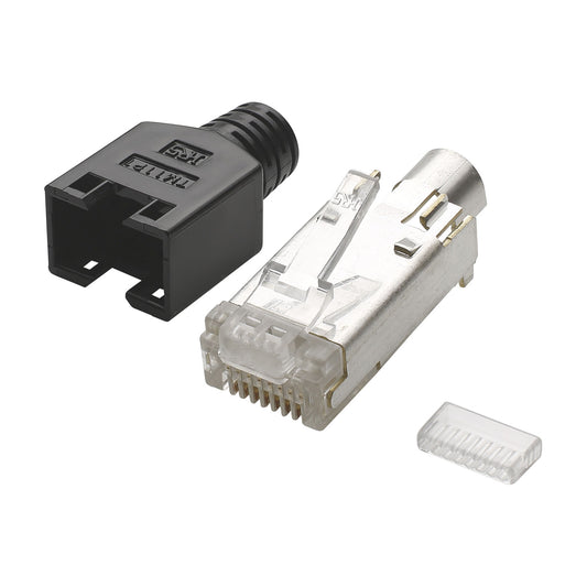 HIROSE RJ45 CAT.5e, 8-pole , plastic-, crimp-kištukas jungtis, gold plated contact(s), tiesi
